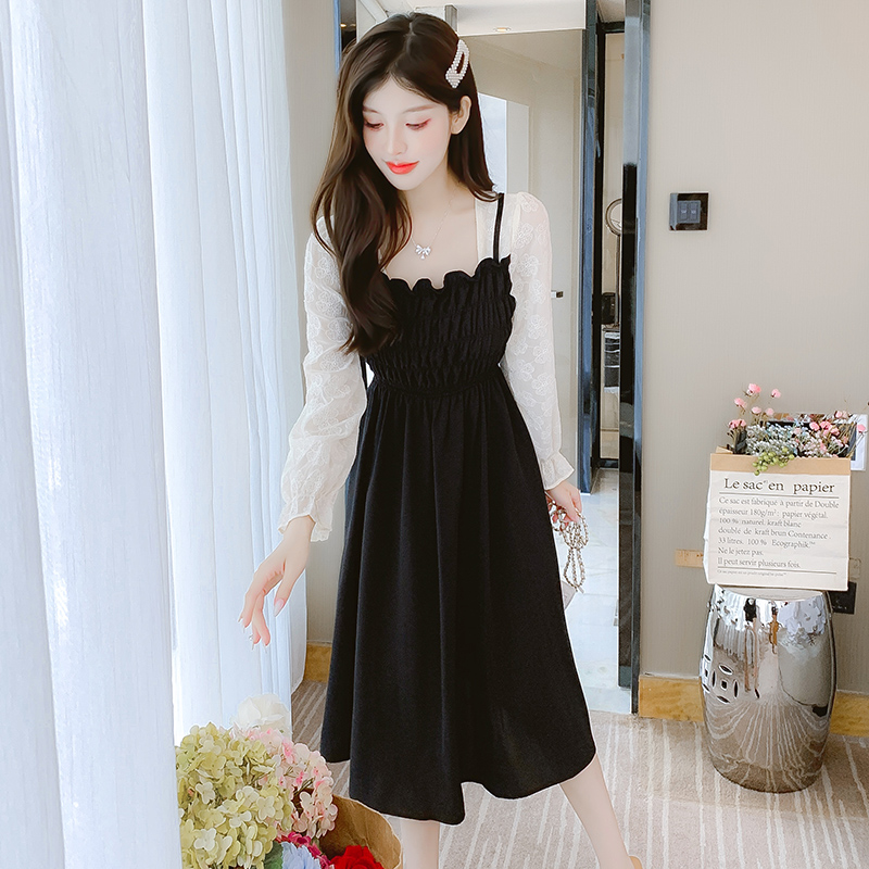 2024 Autumn Embroidered Sweet Lady Midi Dress Square Neck Long Sleeve - Image 4