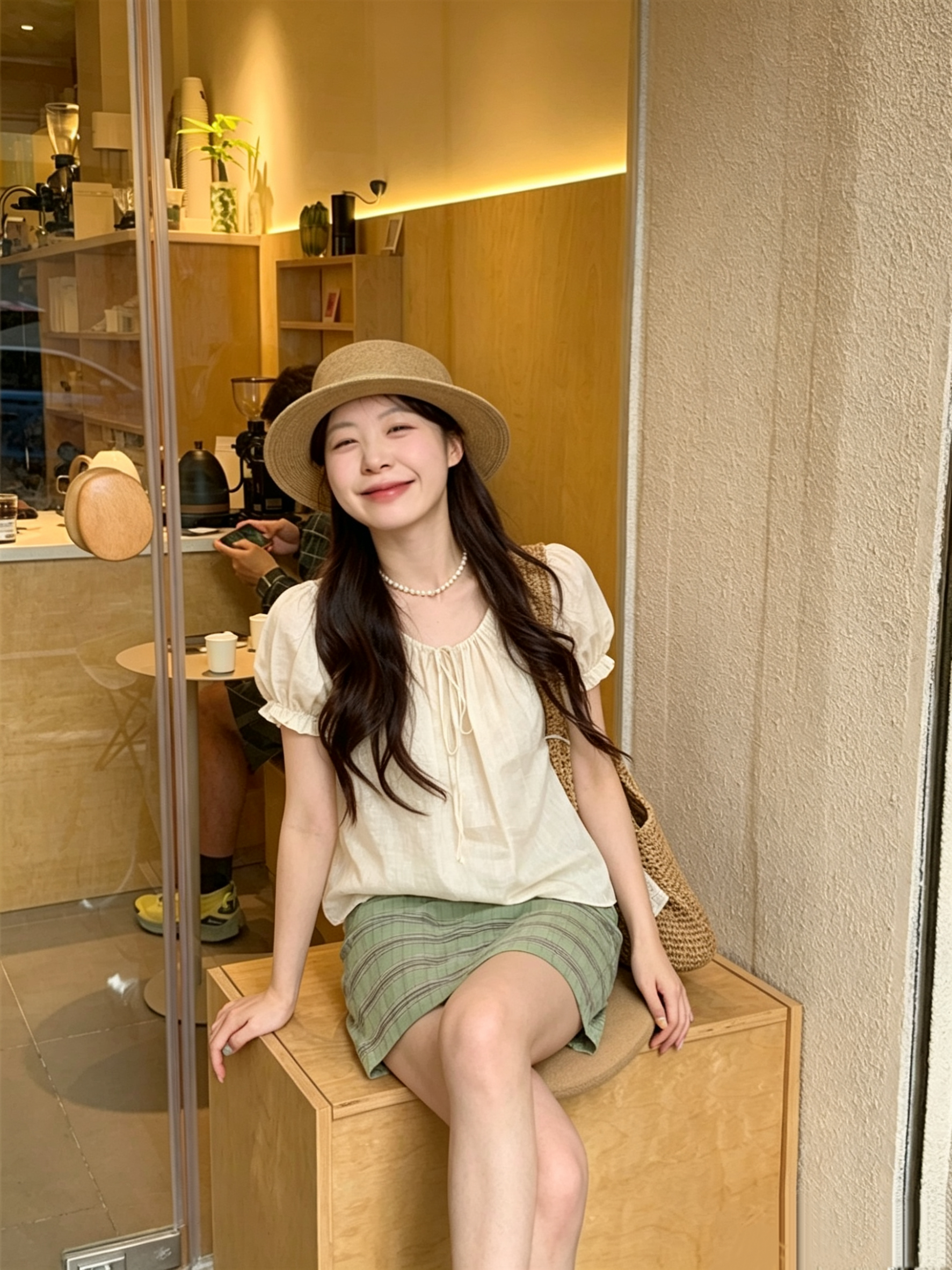 Gentle Style Square Neck Puff Sleeve Shirt and High Waist A-Line Skirt Set - Image 3